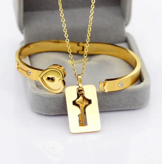 Set De Joyeria En Acero Inoxidable Love