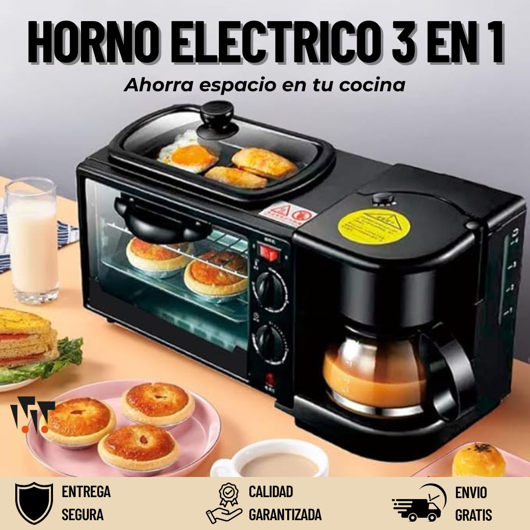 Horno tostador plancha y cafetera [1 año de Garantía]