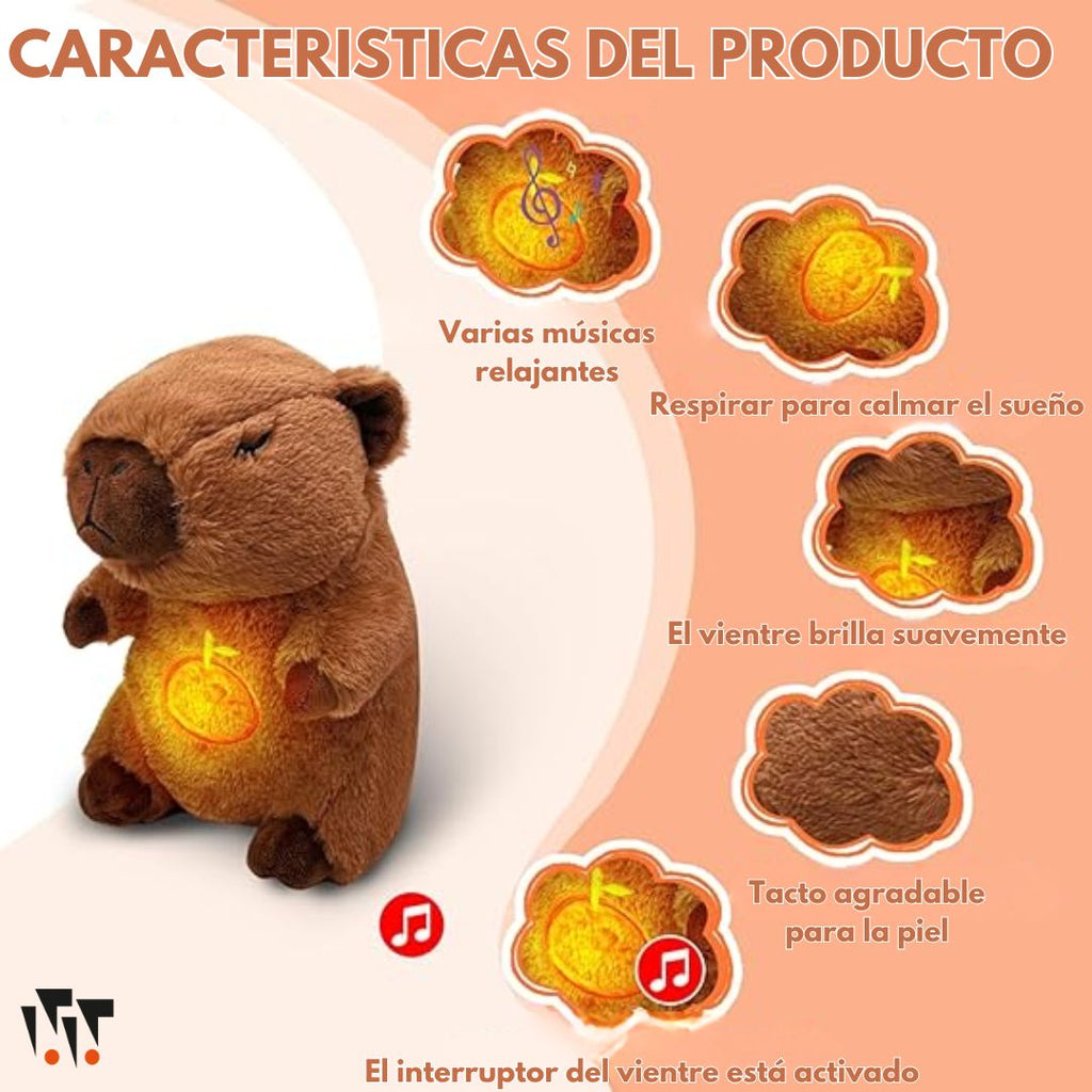 Capibara Interactivo DulceCapy – Respira, Ilumina y Relaja a tu Bebé