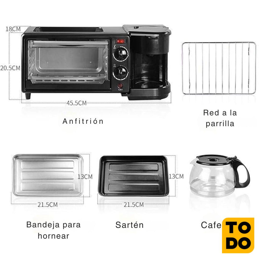 Horno tostador plancha y cafetera [1 año de Garantía]