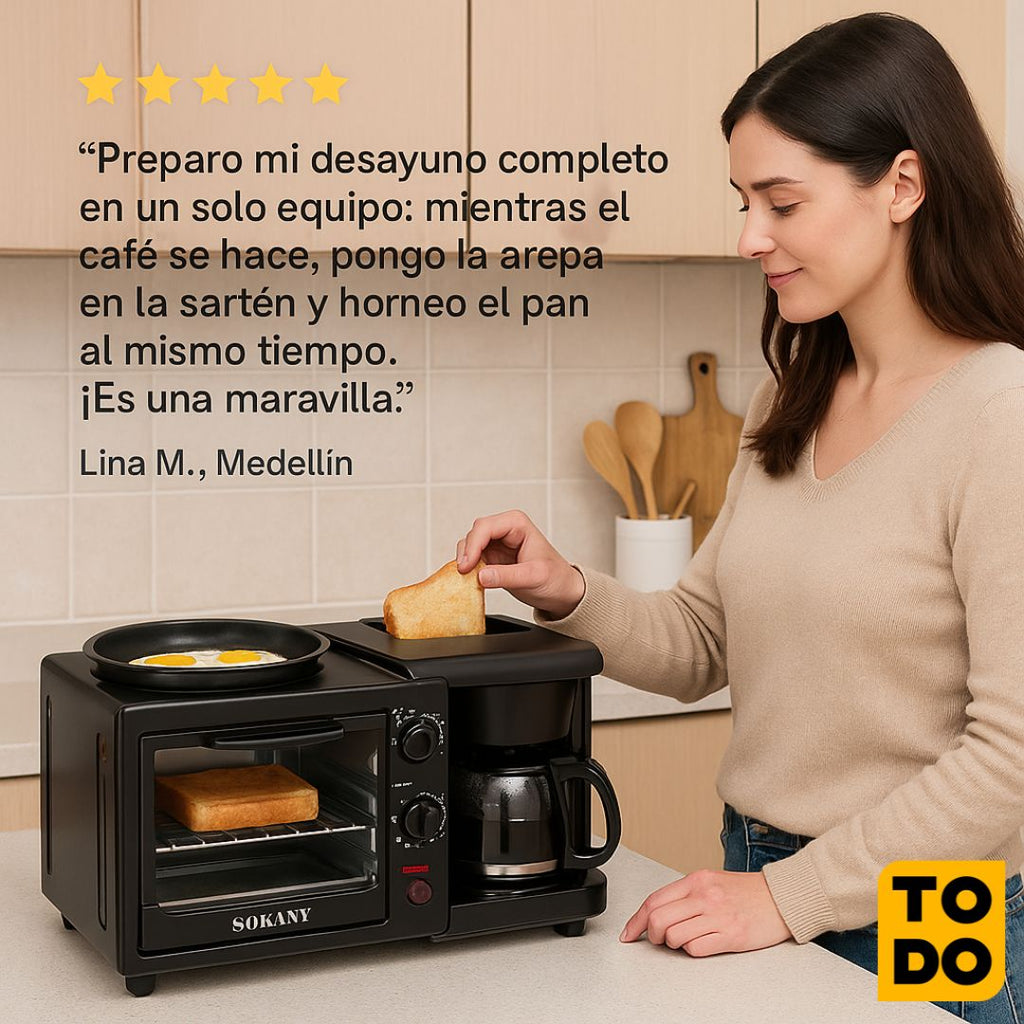 Horno tostador plancha y cafetera [1 año de Garantía]