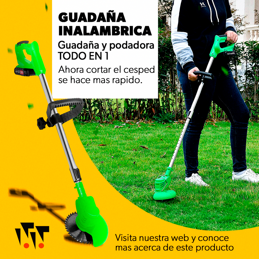 Cortadora Podadora de Césped [2 Baterias]