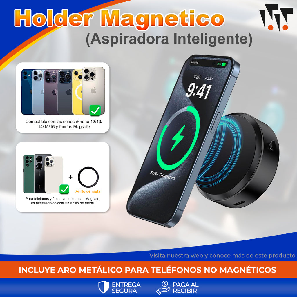 Holder Magnético (Aspiradora) + Puedes Usarlo en Cualquier Superficie