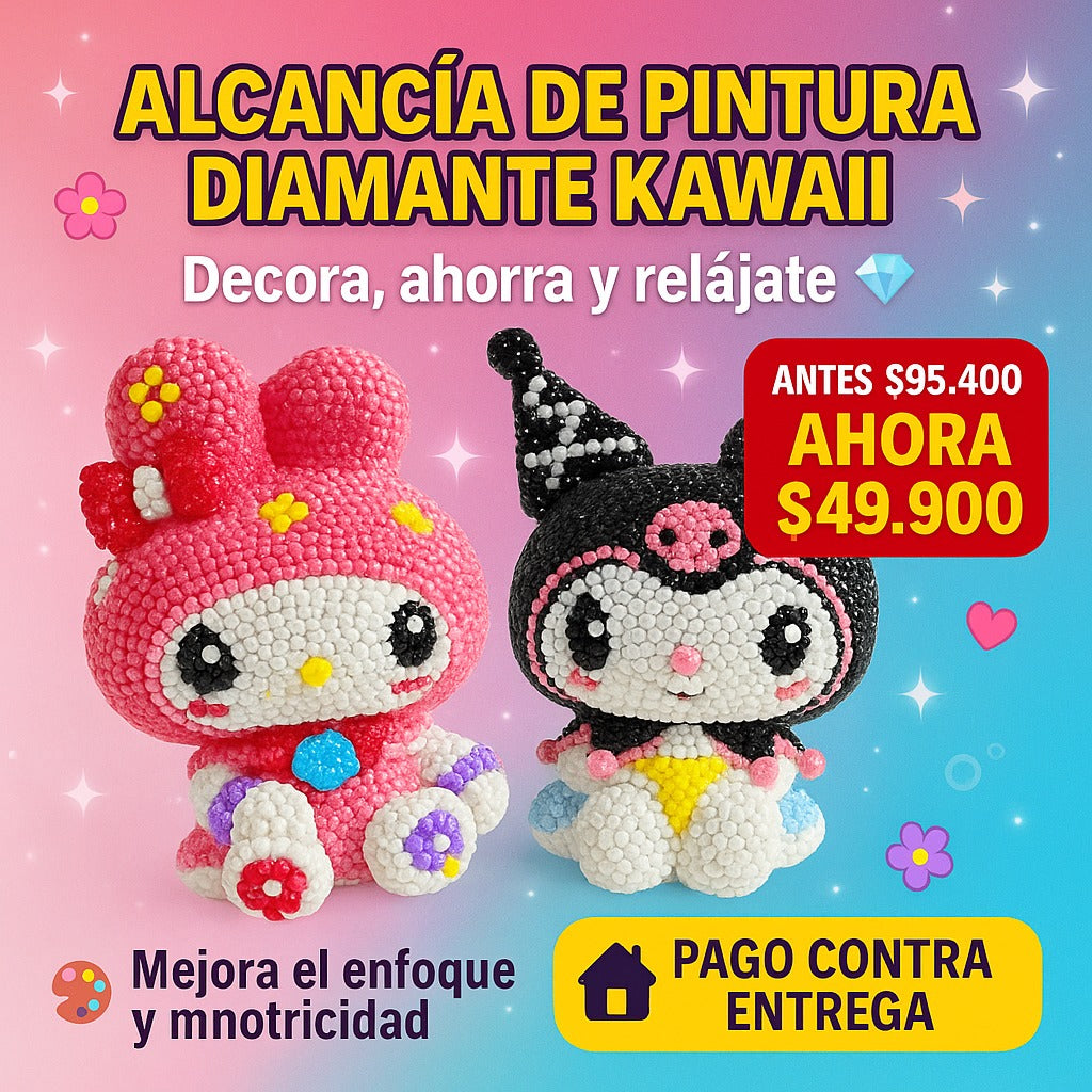Alcancía Kawaii con Diamantes 3D