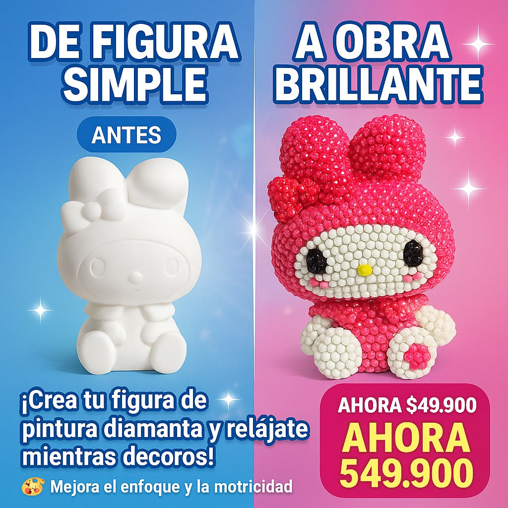Alcancía Kawaii con Diamantes 3D