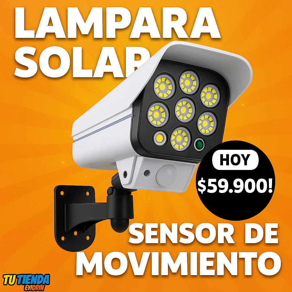 LAMPARA SOLAR CON SENSOR - CAMARA DISUASORIA