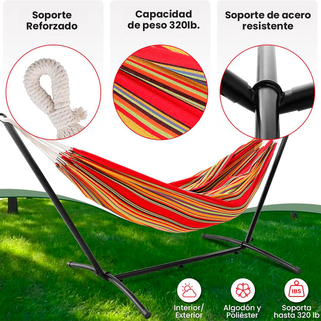 Hamaca con Soporte (incluye Bolso) - Capacidad de 320 libras