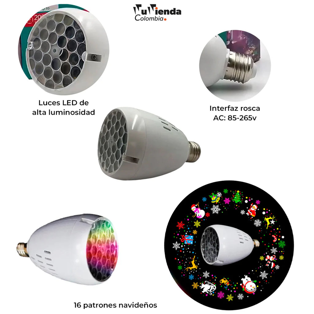 Proyector Navideño Con Figuras en Colores