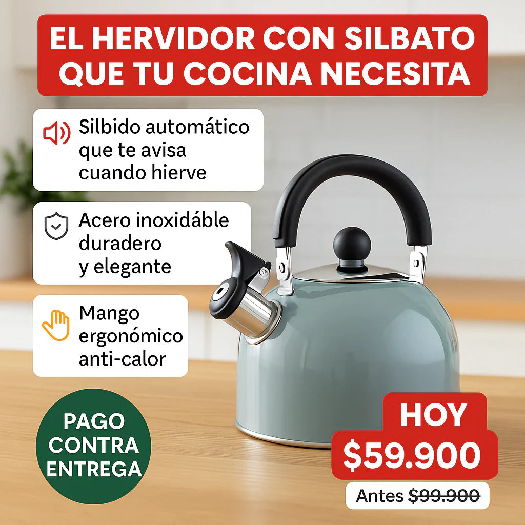 hervidor de agua con silbato de acero inoxidable