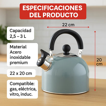 hervidor de agua con silbato de acero inoxidable