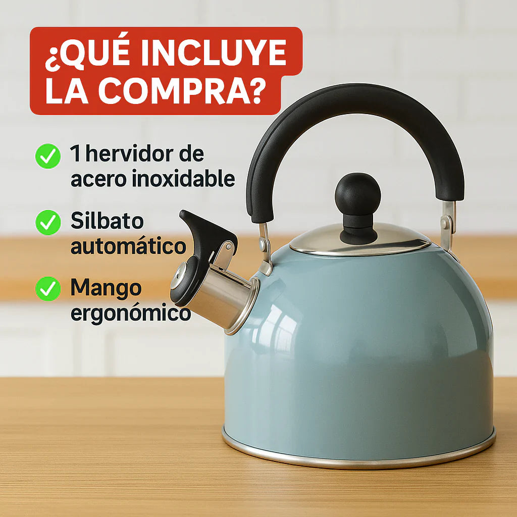 hervidor de agua con silbato de acero inoxidable