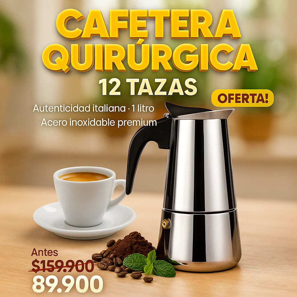 Cafetera 12 Tazas en Acero Quirurjico [1 litro]