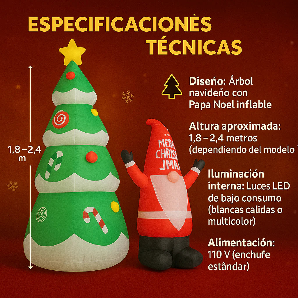 Arbol navideño y duende Inflable