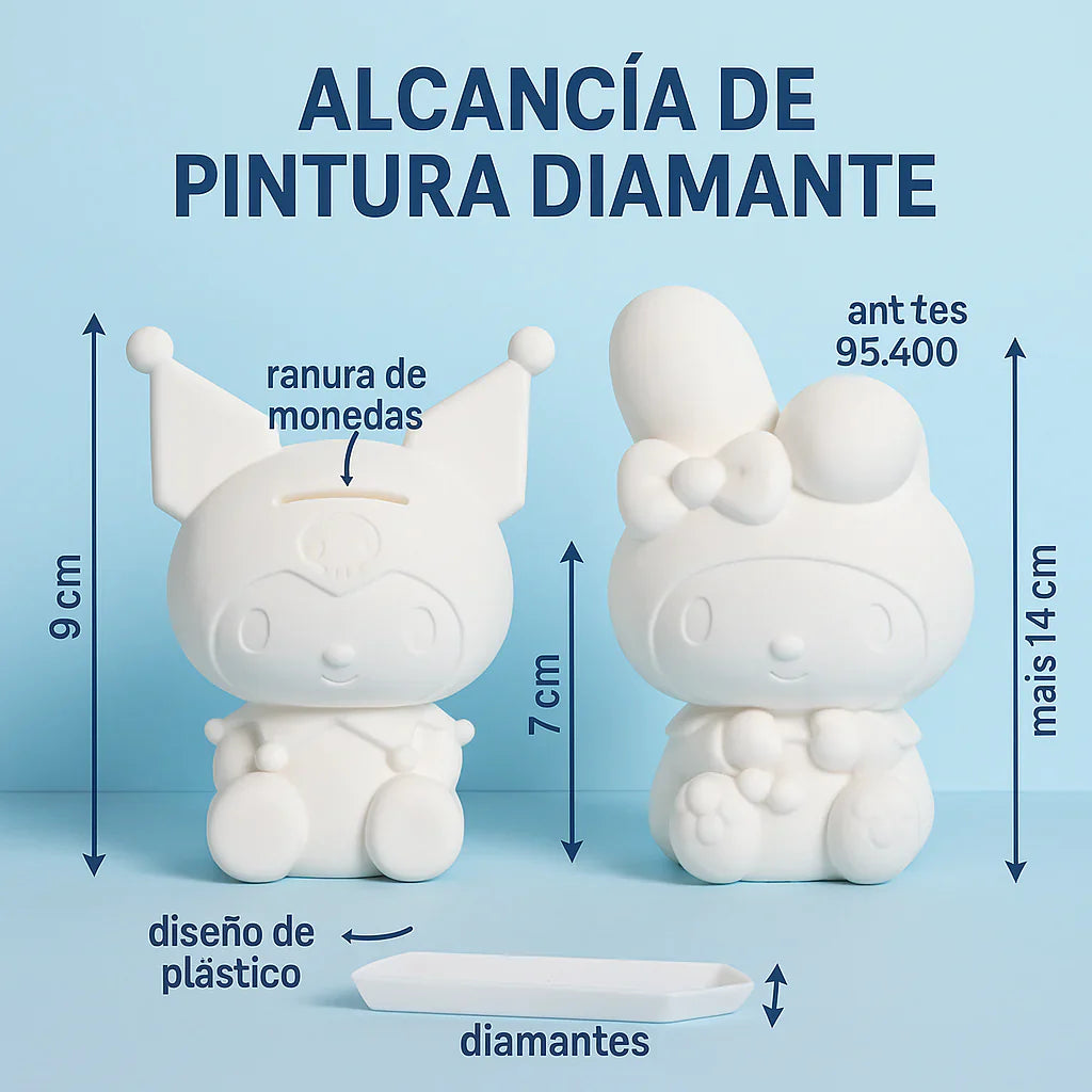 Alcancía Kawaii con Diamantes 3D