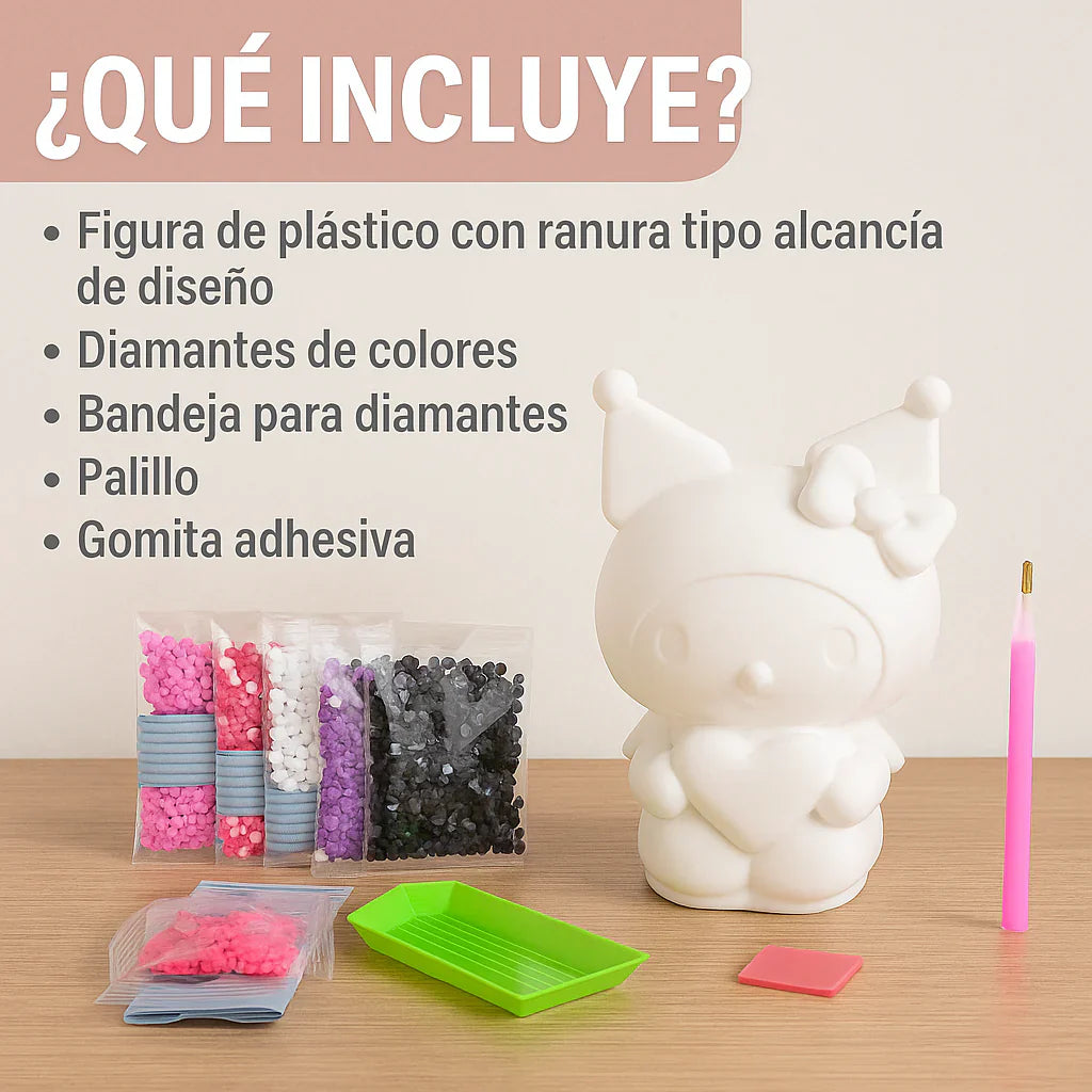 Alcancía Kawaii con Diamantes 3D