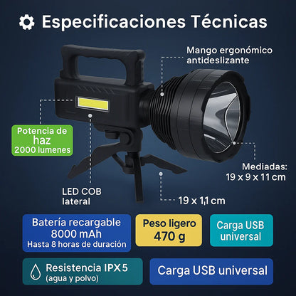 Linterna de Alta Potencia con Tripode