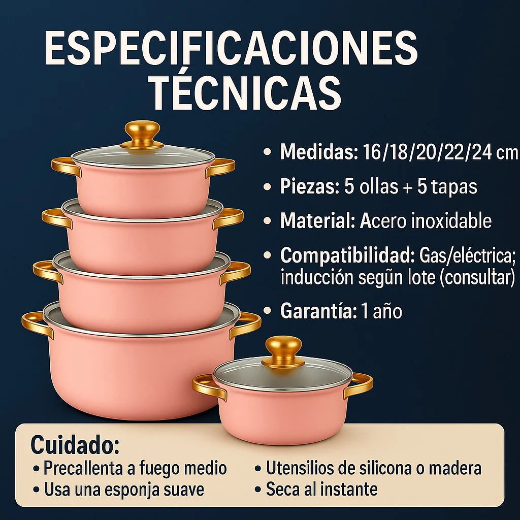 Ollas Grandes x 10 Piezas en Acero Inoxidale